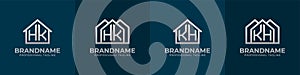 Letter HK and KH Home Logo Set. Suitable for any business related to house, real estate, construction, interior with HK or KH