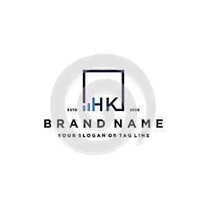 letter HK square logo finance design vector