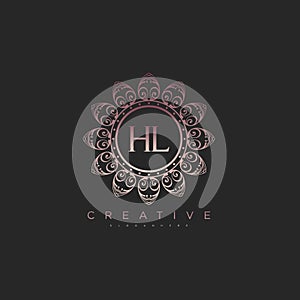 Letter HL  Elegant initial logo Lotus vector