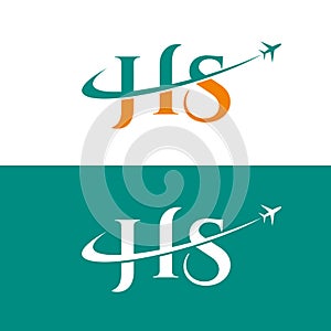 Letter HS Air Travel Logo Design Template