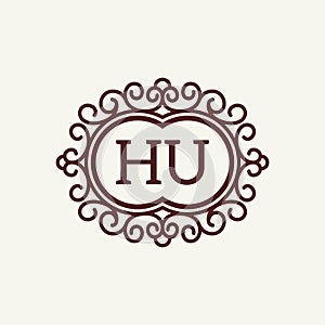 Letter HU luxury logo elegant Swirl photo