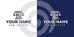 Letter HU and UH Legal Logo, suitable for lawyer, legal, or justice with HU or UH initials photo