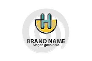 Letter HW logo lineart