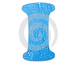 Letter I, Blue water drops - White background