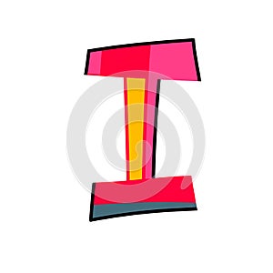 Letter I from english alphabet. Colorful logo template in modern