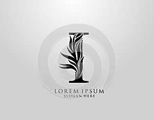 Letter I logo Nature Leaves Logo, alphabetical leaf icon