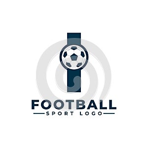 Letter I with Soccer Ball Logo Design. Vector Design Template Elements for Sport Team or Corporate Identity