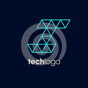 Letter I Triangle Polygon Tech Logo