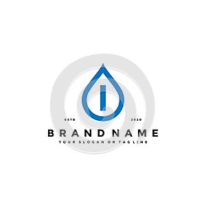 Letter I Water Drop Logo design vector