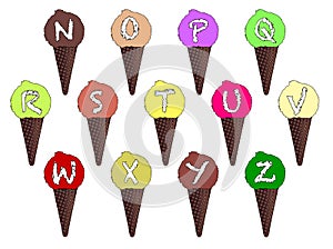 Letter N-Z Ice Cream Cones