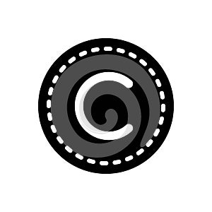 Black solid icon for Letter, alphabet and copyright
