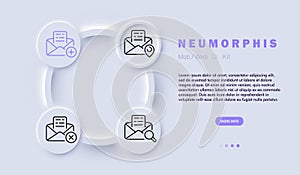 Letter icon set. Email, computer screen or mobile device displaying an email inbox or composing a new email Mail concept.