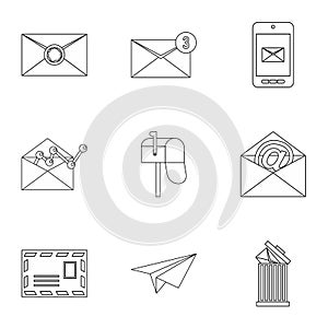 Letter icons set, outline style