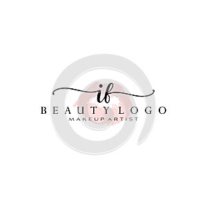 Letter IF Watercolor Lips Premade Logo Design, Logo for Makeup Artist Business Branding, Blush Beauty Boutique Logo Design,