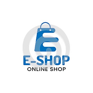 Letter Initial E Shopping Bag for Online Shop Flat Logo Design Template