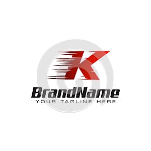 Letter Initial K Speed Logo Design Template