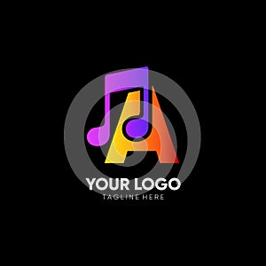 Letter A Initial Music Logo Design Vector Icon Graphic Emblem Illustration