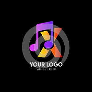 Letter X Initial Music Logo Design Vector Icon Graphic Emblem Illustration