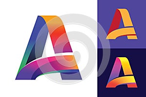 Letter A Initial vector Logo design on different backgrounds.