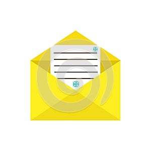 Letter invitation envelope decoration Christmas flat design icon.