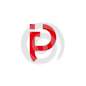 Letter ip simple geometric red line logo vector