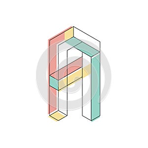 Letter A isometric logo design.