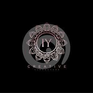 Letter IY Elegant initial logo Lotus vector