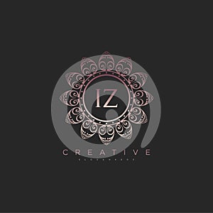 Letter IZ Elegant initial logo Lotus vector