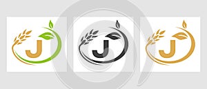 Letter J Agriculture Logo. Agribusiness, Eco-farm Design Template