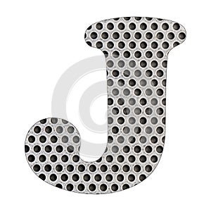 Letter J of the alphabet - Stainless steel punched metal sheet