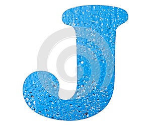 Letter J, Blue water drops - White background