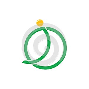 Letter j geometric line dot logo vector