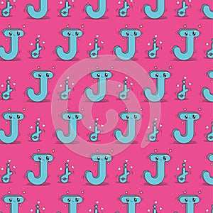 Letter J kawaii style pattern