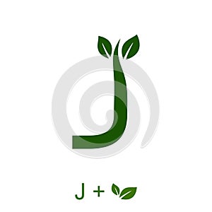 Letter J with a leaf concept. Very suitable in various natural business purposes also for icon, symbol, logo.