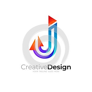 Letter J logo with line deign technology, Letter J