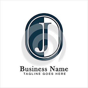 Letter J Logo in Oval shape. Alphabet J Business Icon in Round Shape