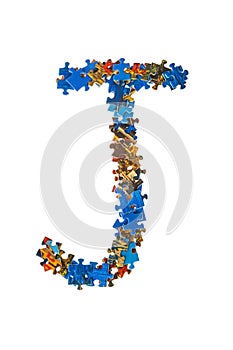 Letter J made of puzzle pieces