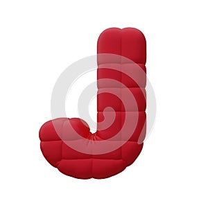Letter J Red Balloon. Isolated on white background. 3D rendering