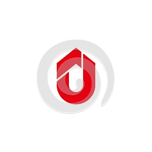 Letter j simple motion arrow up red logo vector