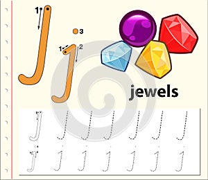 Letter J tracing alphabet worksheets