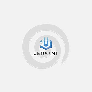 Letter J and U dot point logo
