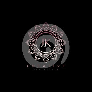 Letter JK Elegant initial logo Lotus vector
