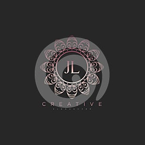 Letter JL Elegant initial logo Lotus vector