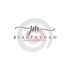 Letter JM Watercolor Lips Premade Logo Design, Logo for Makeup Artist Business Branding, Blush Beauty Boutique Logo Design,