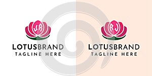 Letter JR and RJ Lotus Logo Set, suitable for business related to lotus flowers with JR or RJ initials