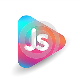 Letter JS logo in triangle shape and colorful background, letter combination logo design for business and company identity photo