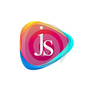 Letter JS logo in triangle shape and colorful background, letter combination logo design for company identity photo