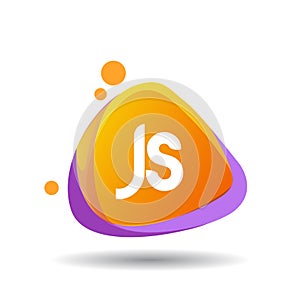 Letter JS logo in triangle splash and colorful background, letter combination logo design for creative industry, web, business and photo
