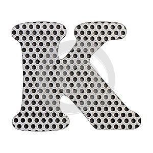 Letter K of the alphabet - Stainless steel punched metal sheet