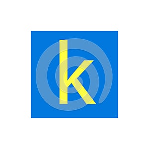 Letter K in blue color box